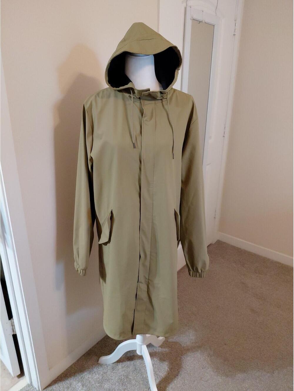 Rains Fishtail Parka Light Olive Green Sz M Excellent Condition Hooded